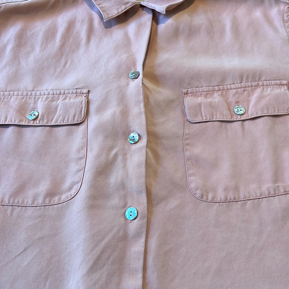 Vintage Talbots Silk Short Sleeve Button-Down - Picture 3 of 10
